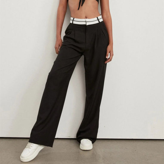 Hoge Taille Rechte Broek voor Vrouw Elegant Model