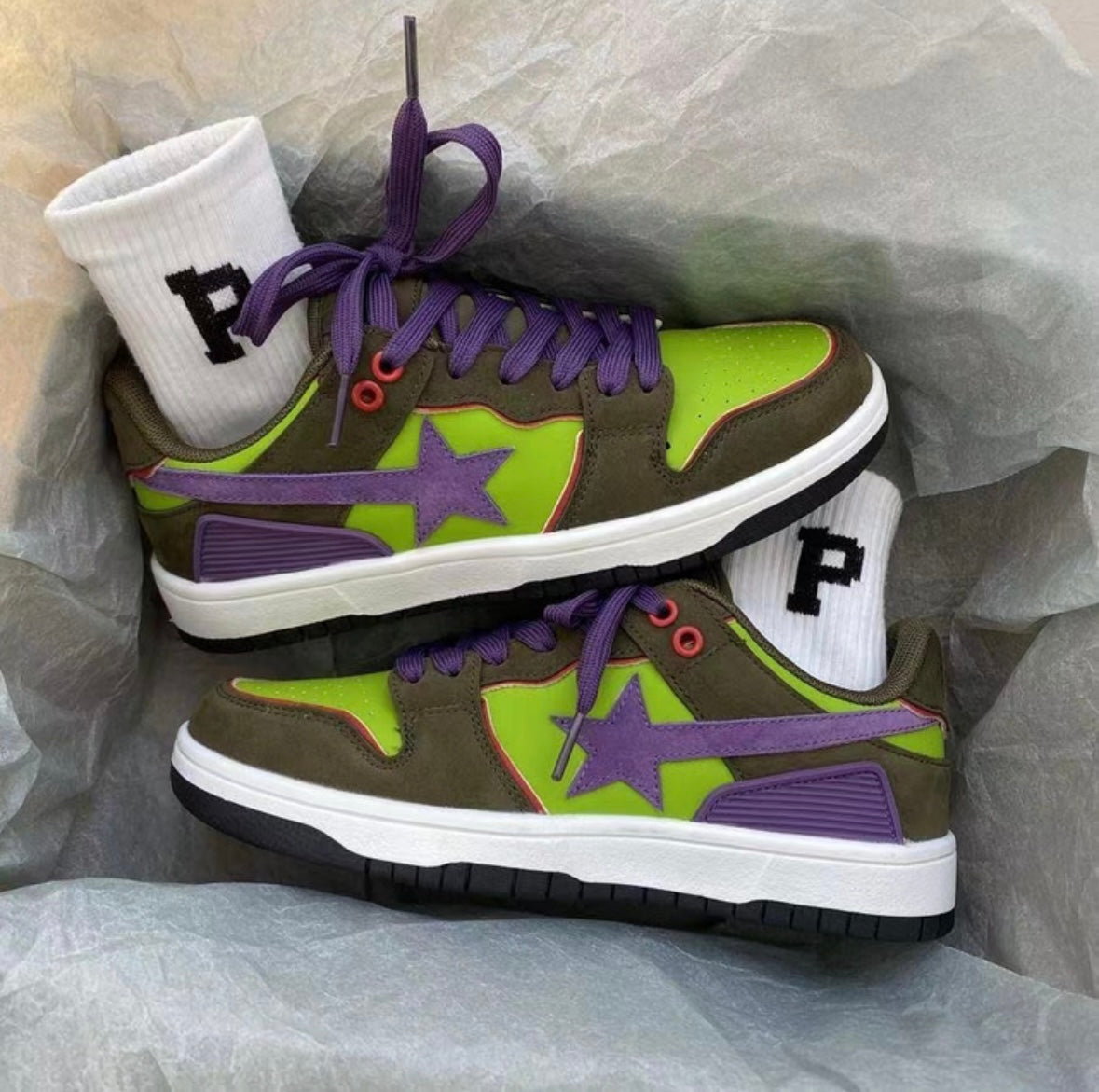 Sneakers Met Sterren Bovenwerk Glanzend Stijlvol