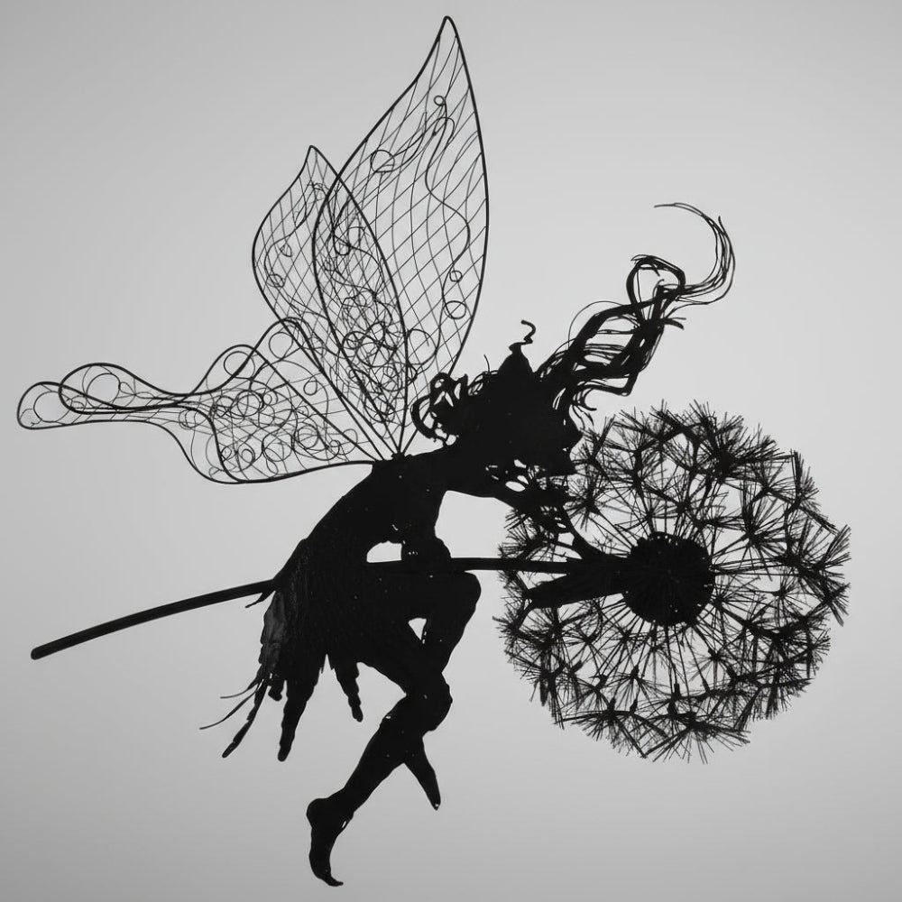 Metalen Sprookjesfiguur Tuindecoratie Buitendecoratie Gesmeed IJzer Sculptuur Weerfbestendig Beeldwerk Tuin Accenten Kunst Terras Decoratie Bloembed Figuur Elf Silhouet voor Buiten