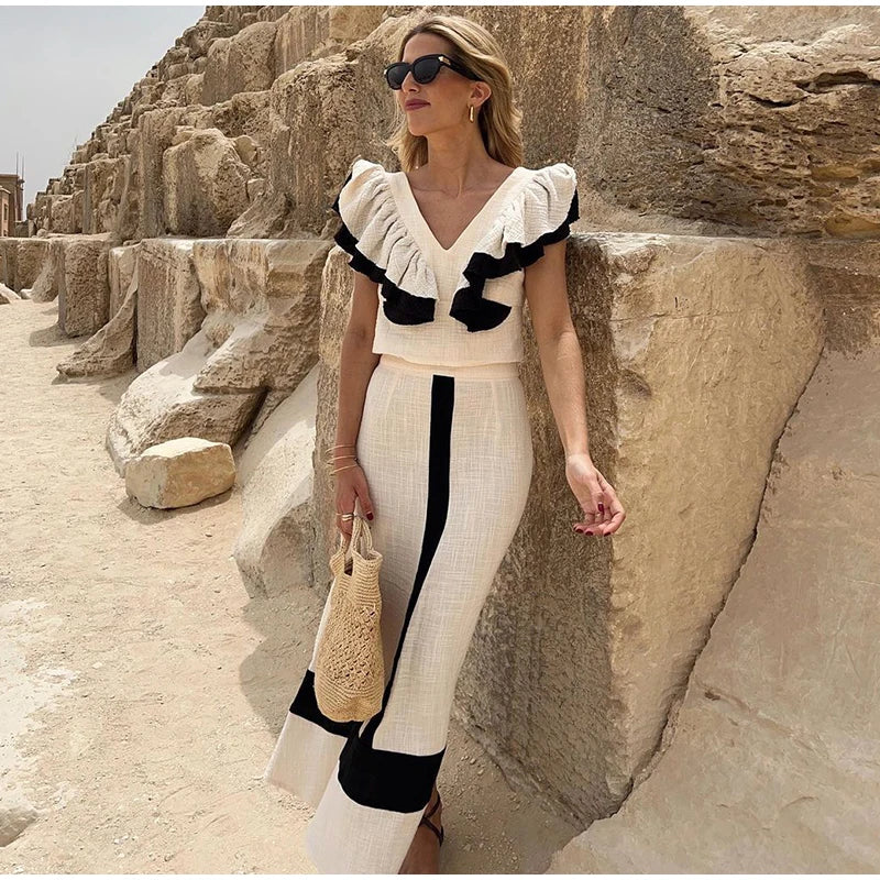 Vrouwen Rok Sets Zomerse Patchwork Stijl