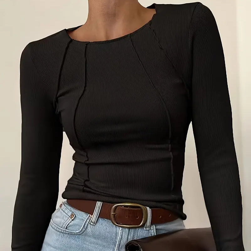 Gebreide Slim Fit Top met Textuur | Dames Top 5