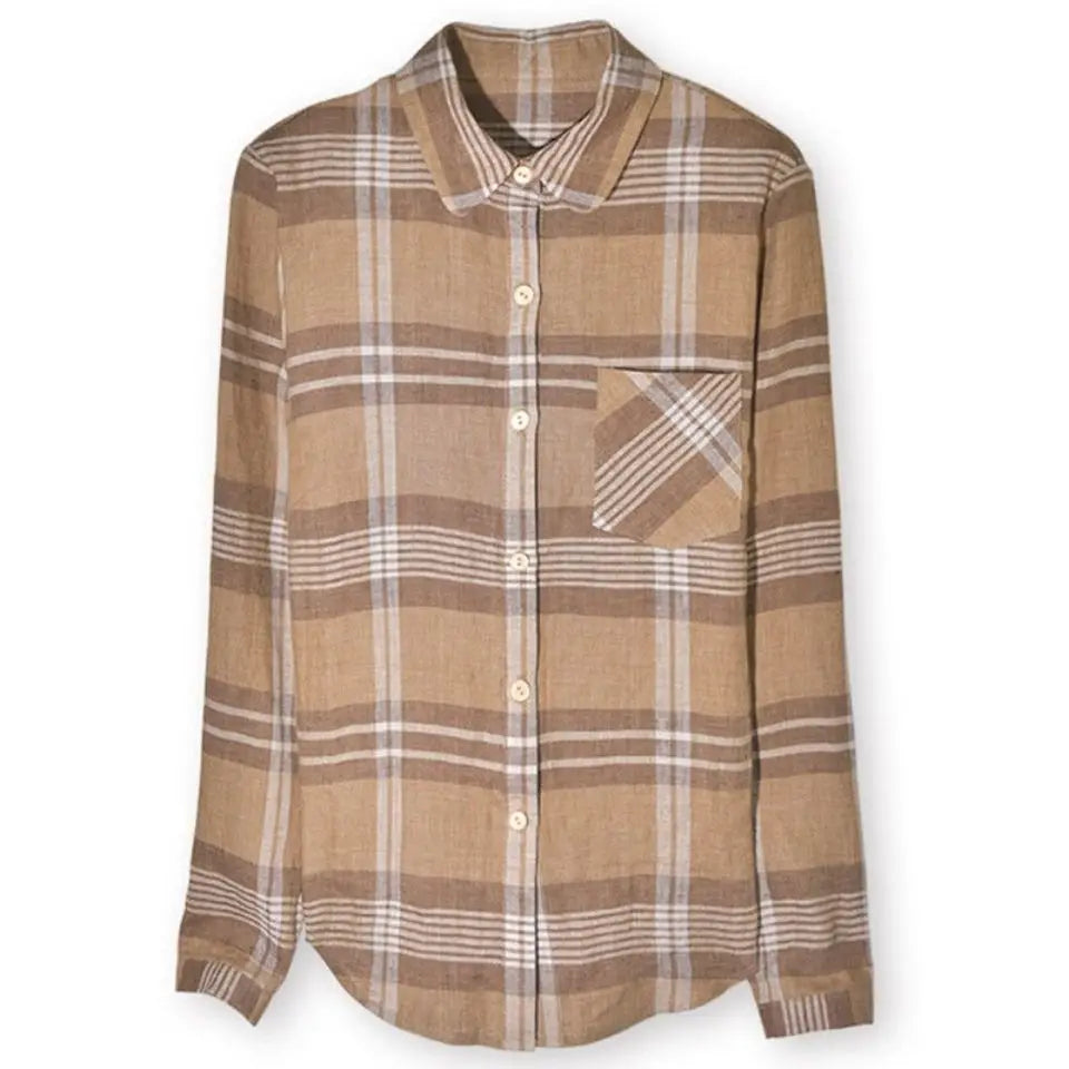 Vrouwelijke Checkered Bloes Casual Stijl