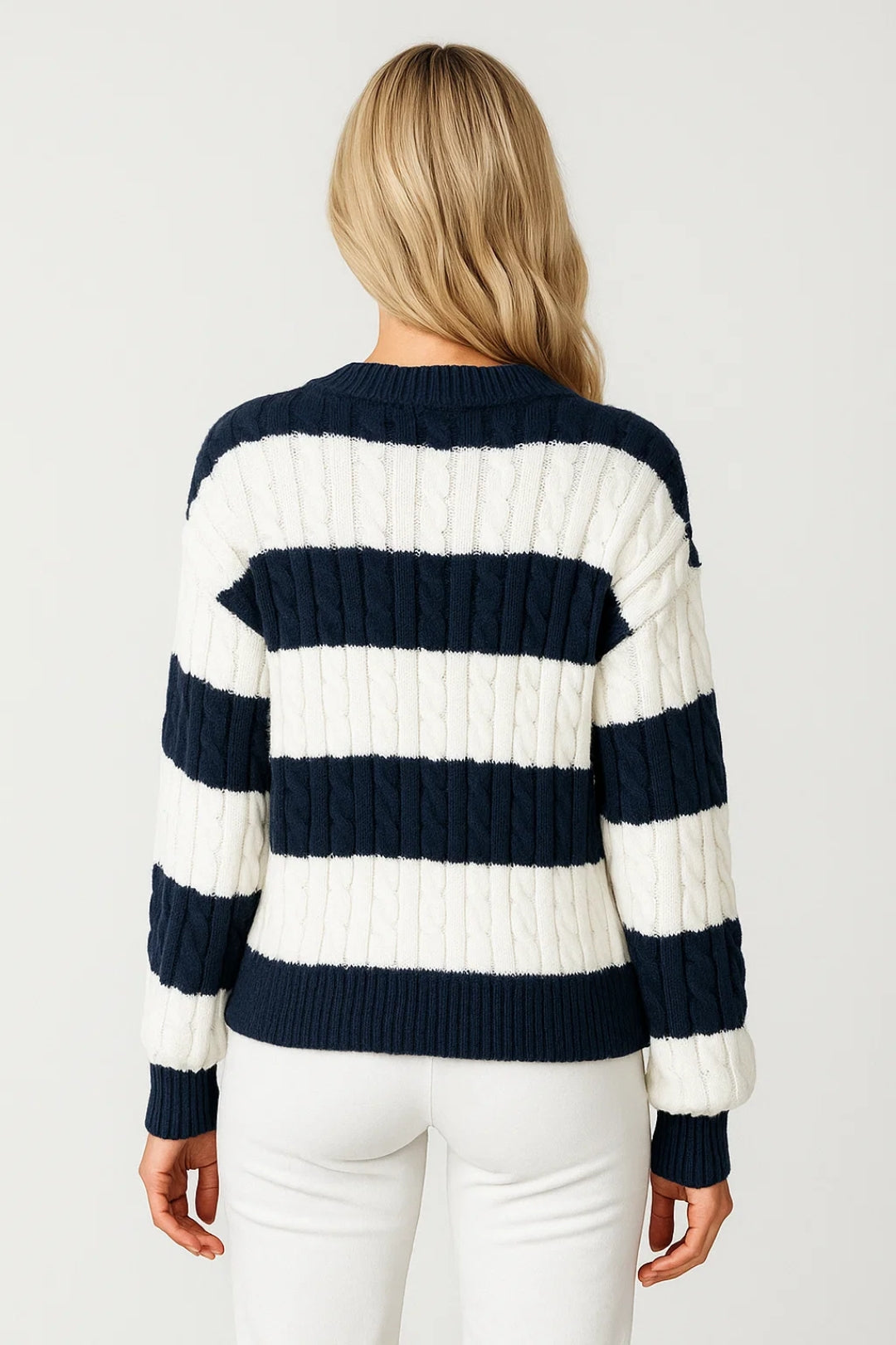 Warme Trui met V-Hals en Kabelpatroon voor Heren en Dames