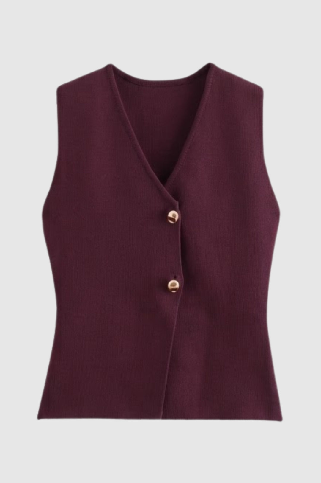 Dames Gilet Knoopvest V-hals met Gouden Versiering