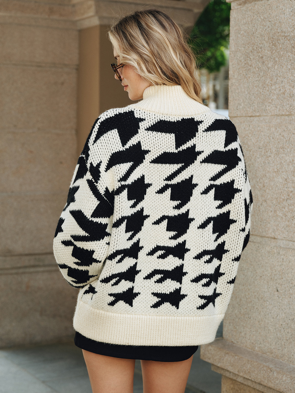 Gebreide Vest Dames - Zwart Wit Patroon Warm en Comfortabel
