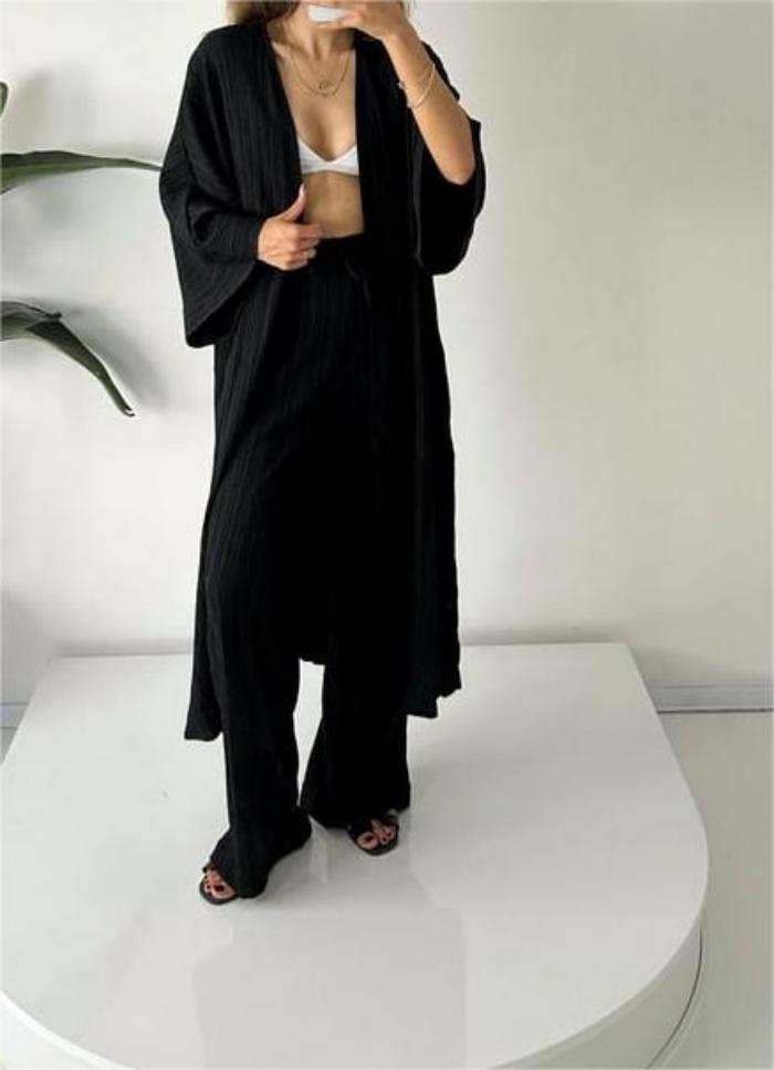 Grynet Geplooide Kimonoset | Elegante Tweedelige Set 6