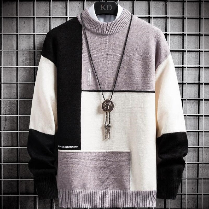 Heren Sweatshirt Warm Patchwork Design