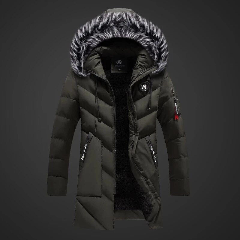 Lange Heren Winterjas Gevoerd Warm Sherpa