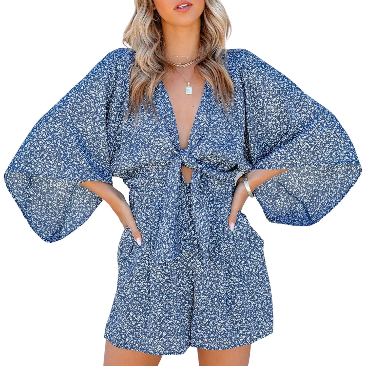 Vrouwelijke Playsuit Strik Jurk Zomerjurk