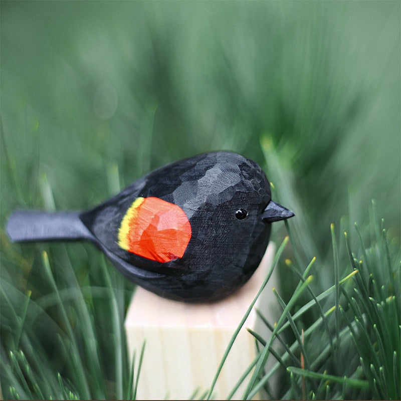 Handgesneden Houten Vogelfiguurtje Scandinavische Stijl Roodborstje Decoratie