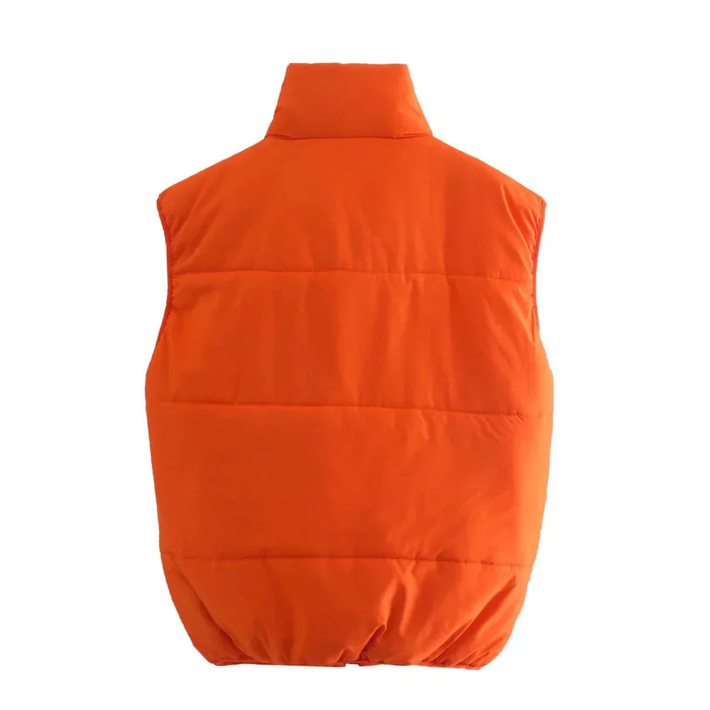 Dames Bodywarmer Oranje Gewatteerd Mouwloos
