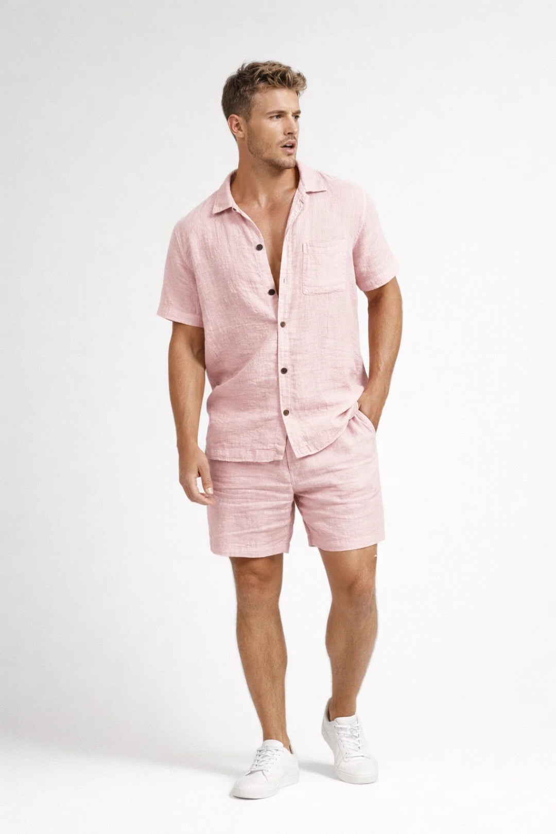 Heren Zomer Set Met Knoopjes Premium Kwaliteit