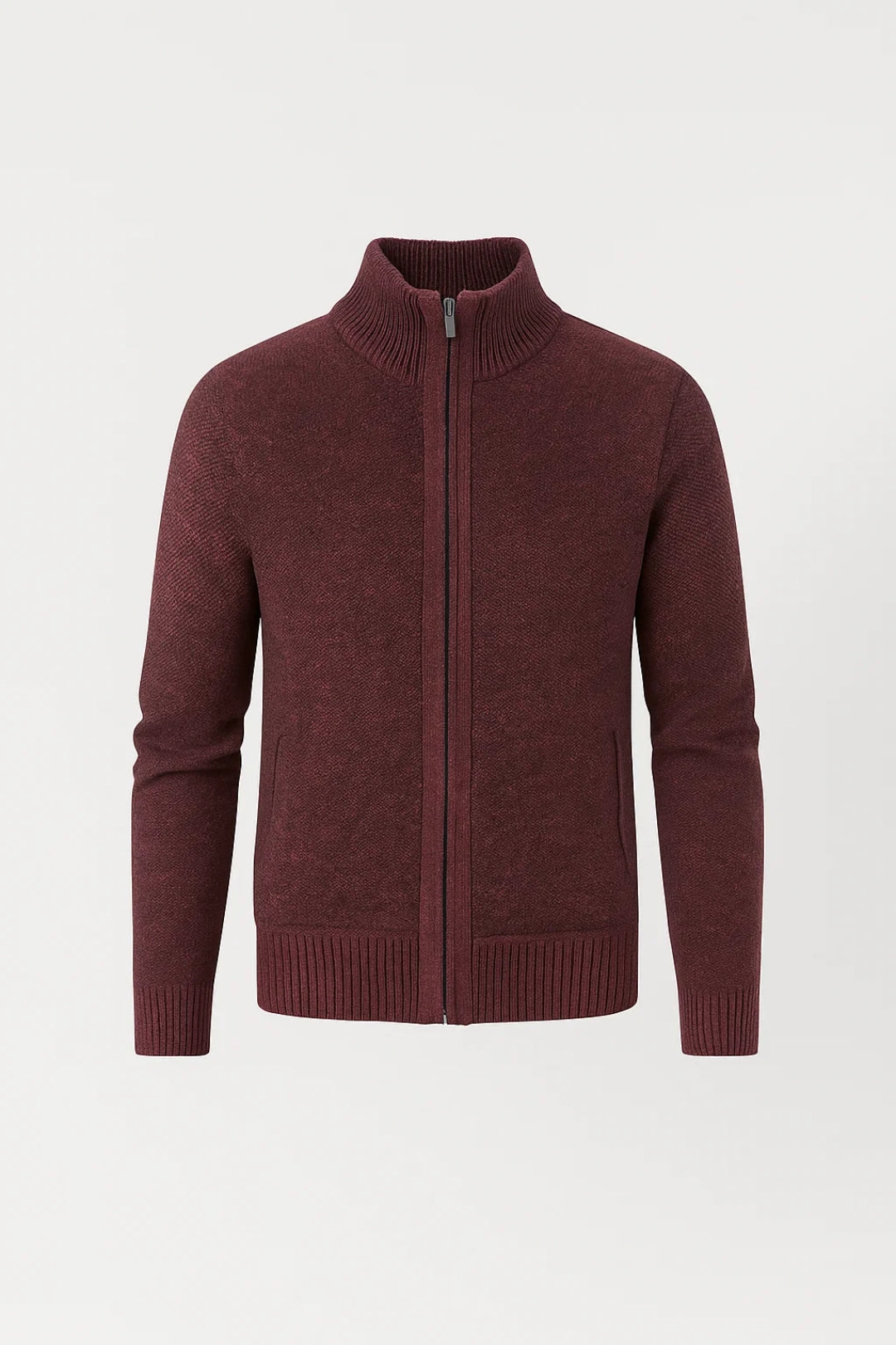 Heren Vest Gebreid met Opstaande Kraag en Rits Sluiting Klassiek Model
