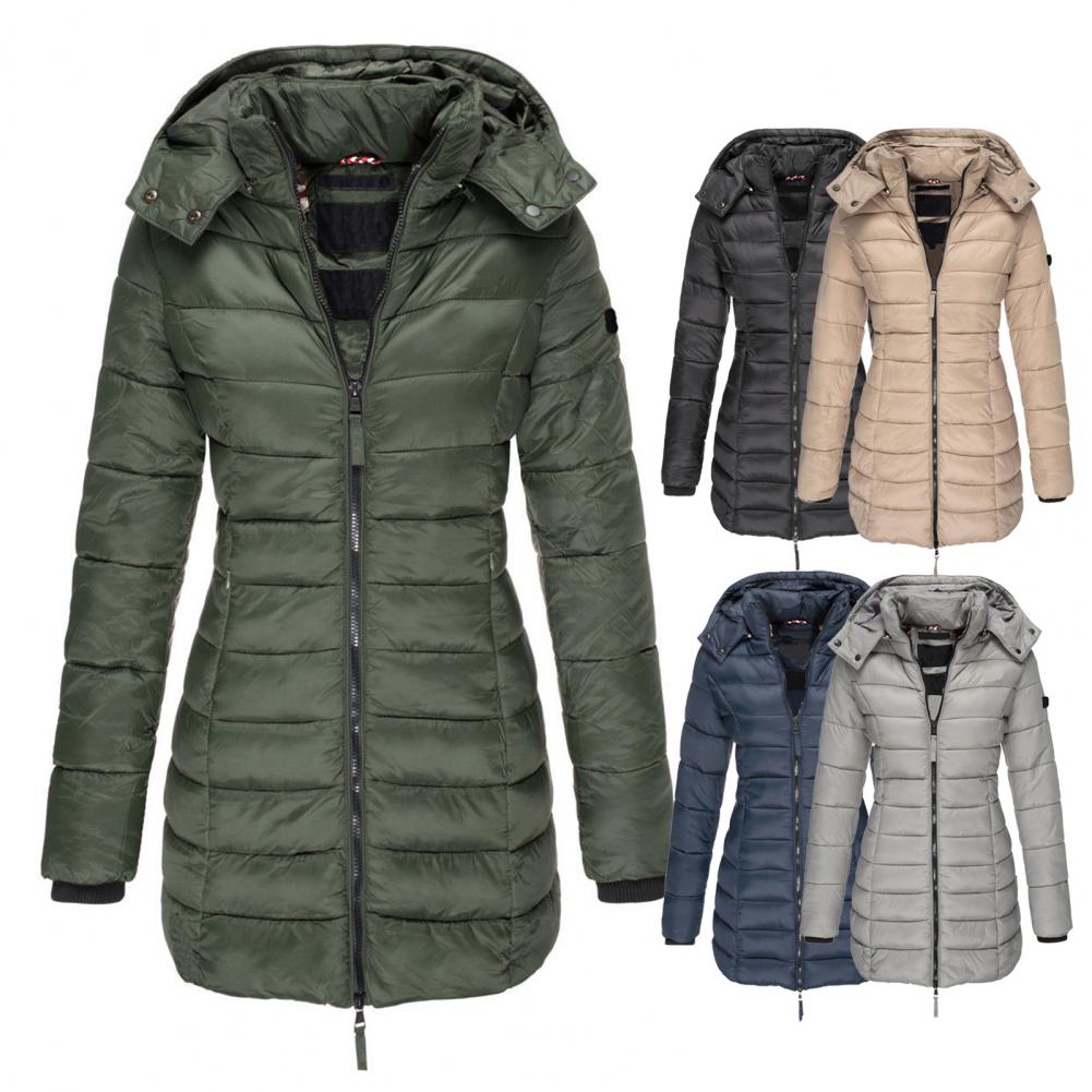 Dames Winterjas Lange Warme Gewatteerde Jas Met Capuchon