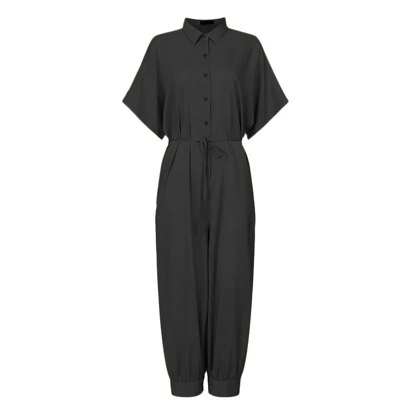 Zomer Jumpsuit Hoge Taille Elegant Lange Mouw