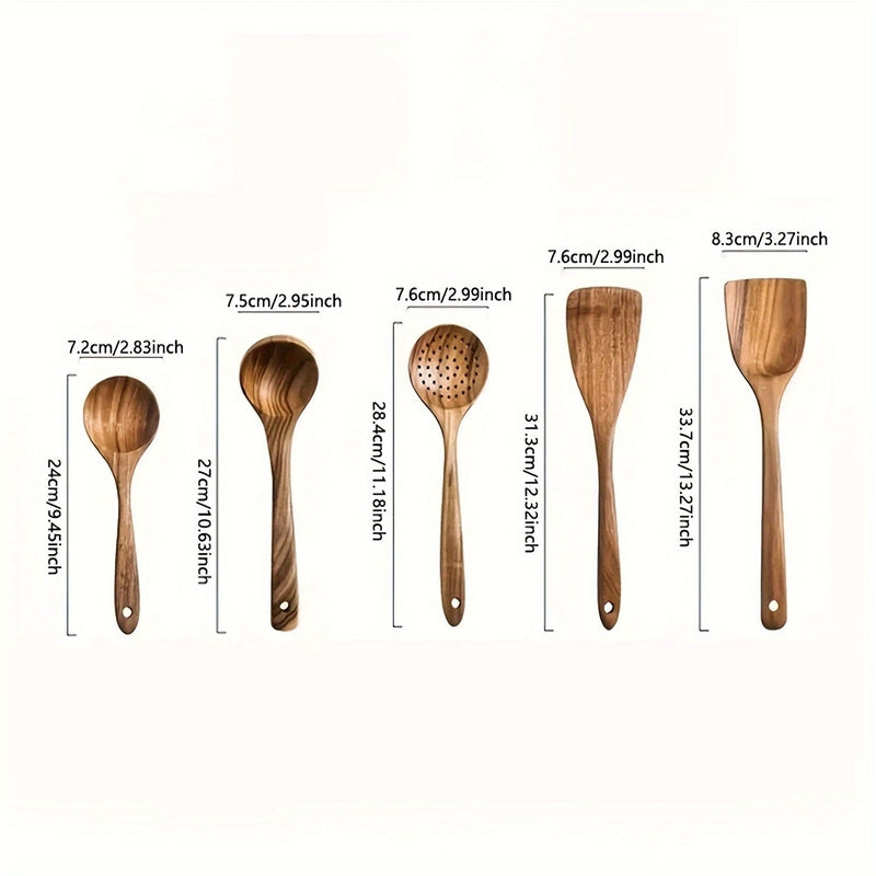 Sansoti Oakline | Houten Keukengerei Set 5-Delig – Luxe & Duurzaam Kookgerei