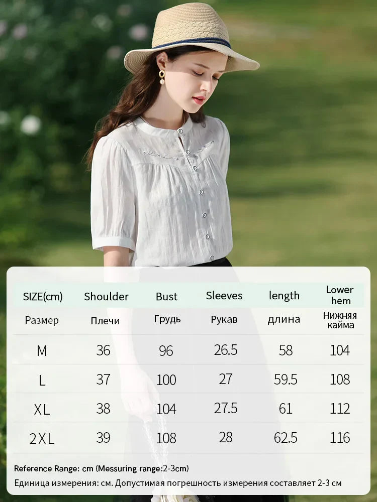 Vrouwen Overhemd Korte Mouwen Pofshirt Casual