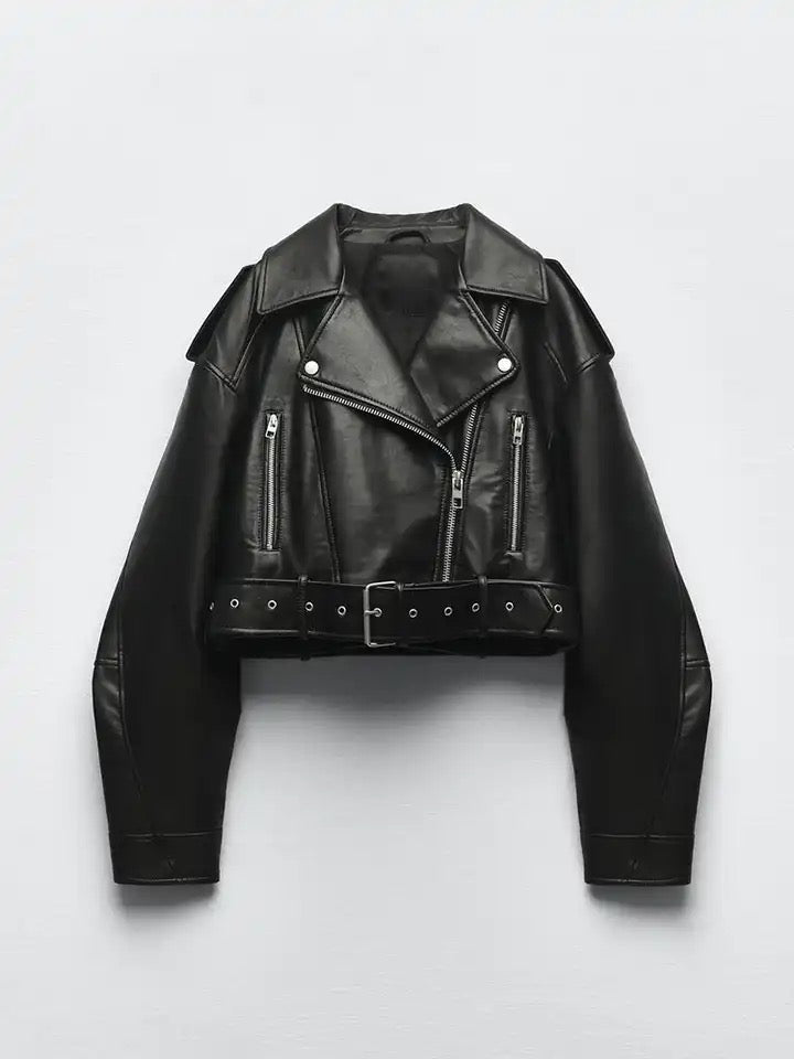 Leren Jas Dames Zwart Klassieke Stijl
