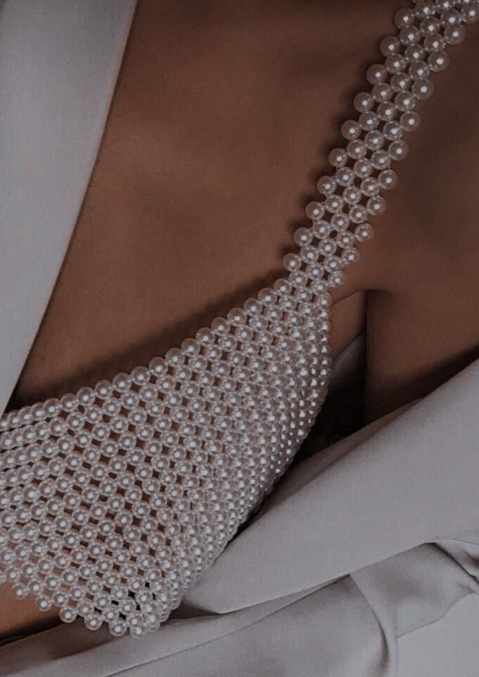 Parel Crop Top Handgemaakt Glanzend Design