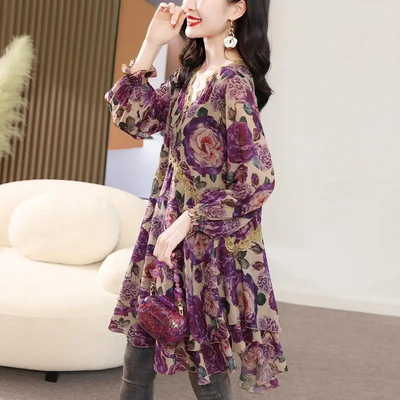 Vrouwelijke Blouse Bloemenprint Elegante Stijl