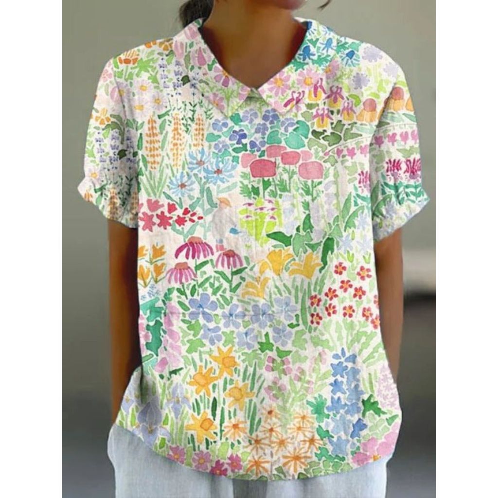 Vrouwelijke Blouse Bloesemprint Zomerse Stijl