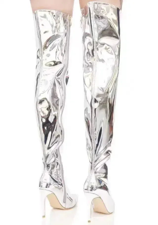 Kniehoge Laarzen met Rits Sluiting Elegante Stijl