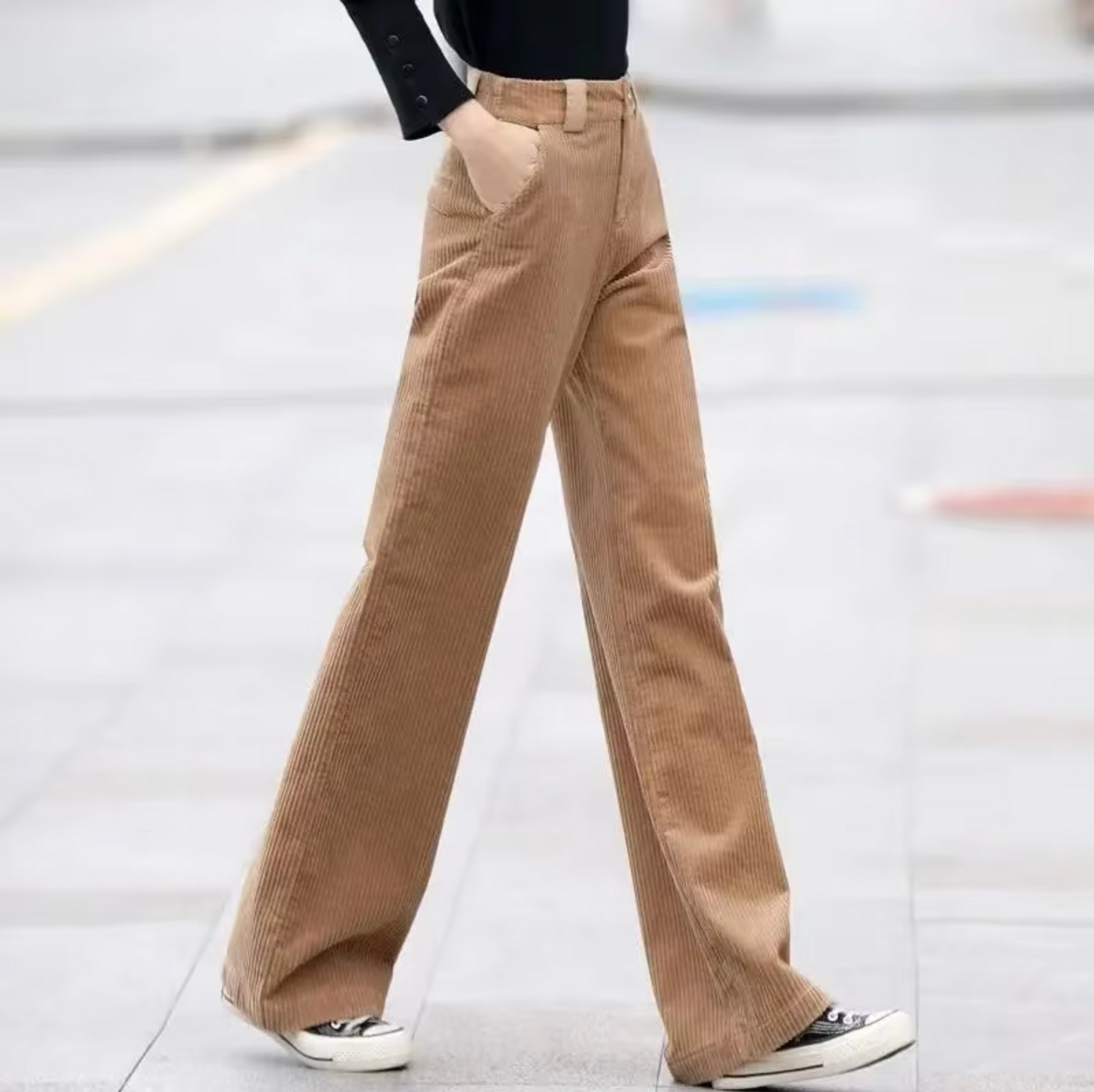 Hoge Velours Broek Comfortabele Joggingbroek met Elastische Band