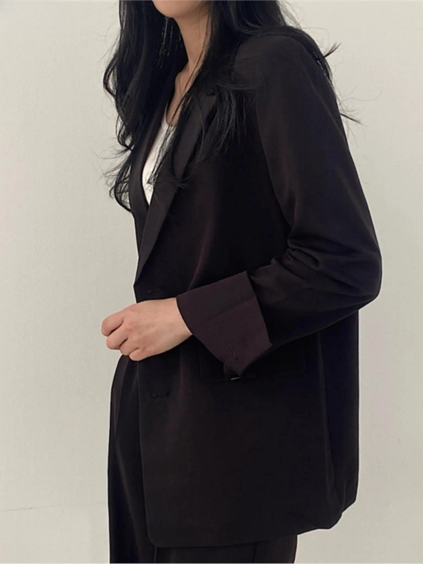 Vrouwelijke Broek Blazer Set Wijd en Stijlvol