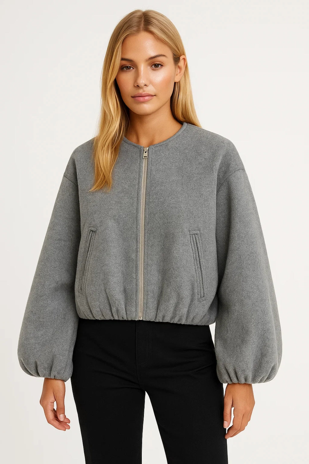 Dames Bomberjack Oversized Casual Met Brede Mouwen