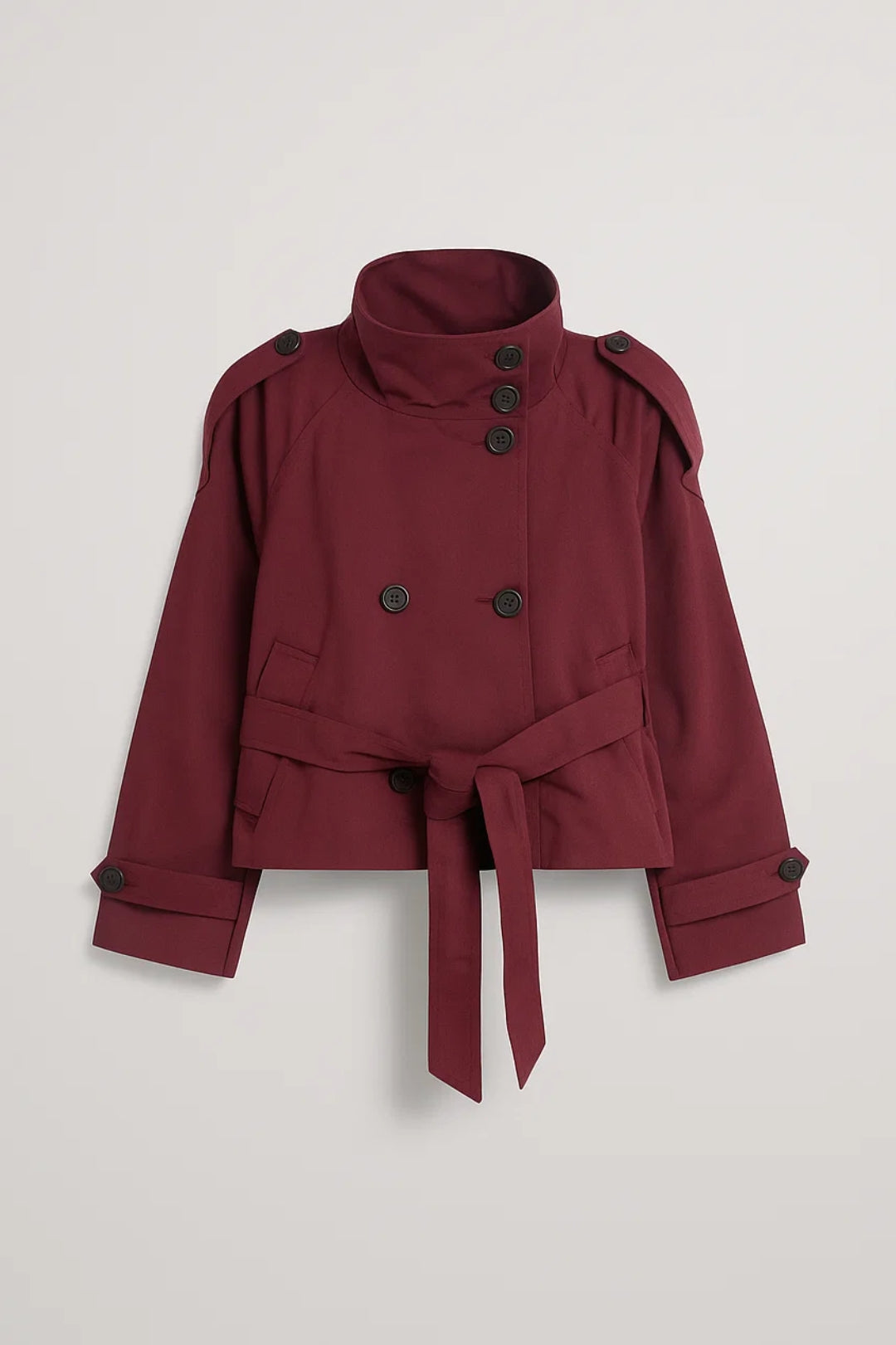 Korte Damesjas - Trenchcoat met Ceintuur en Epauletten Casual Stijl