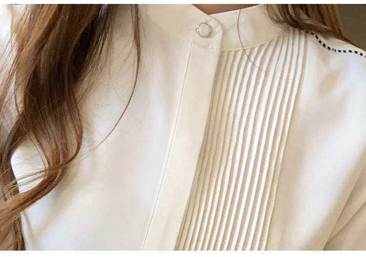 Vrouwelijke Lange Mouw Blouse van Chiffon Stof