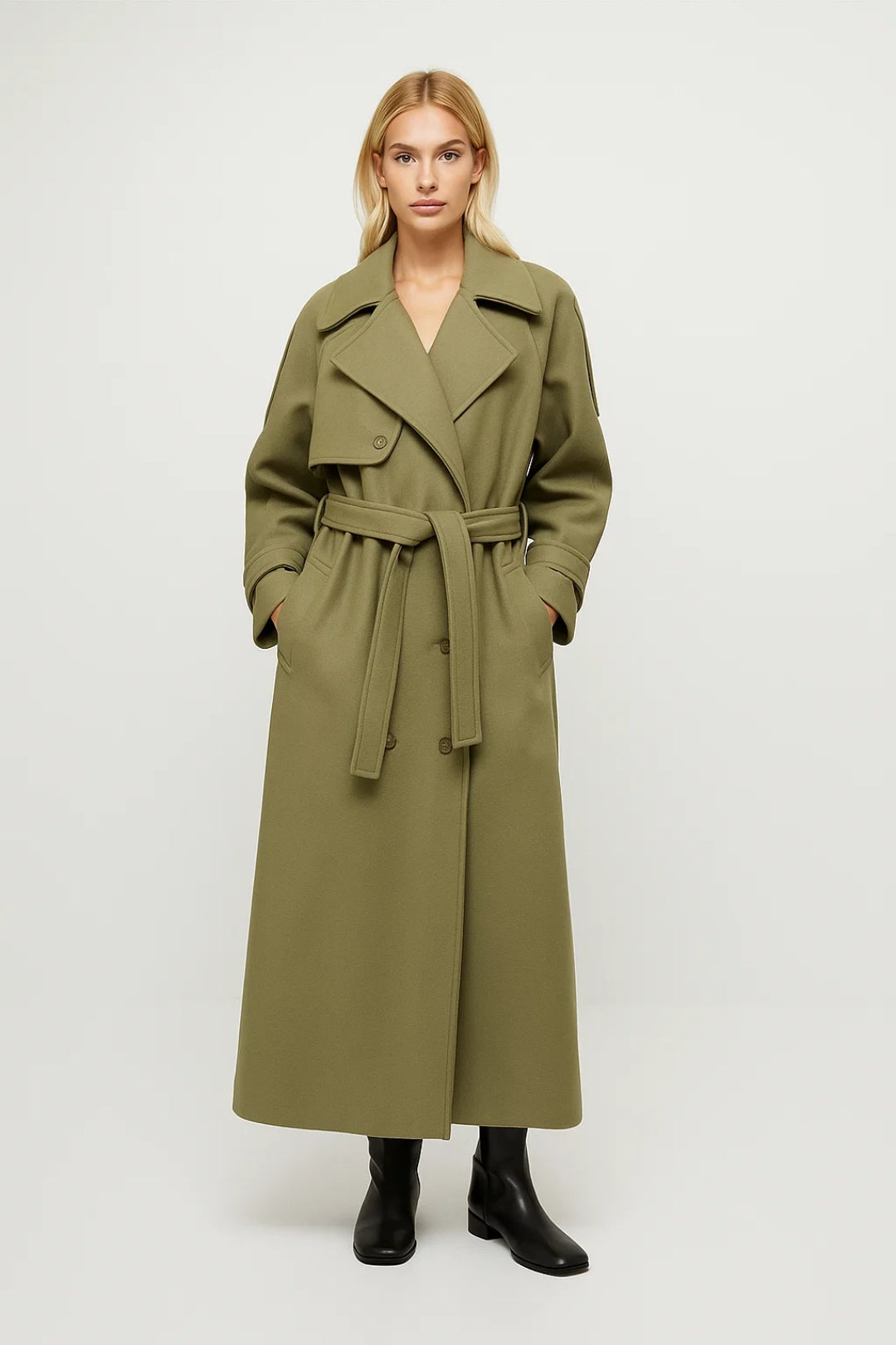 Dames Trenchcoat Lange Oversized met Ceintuur