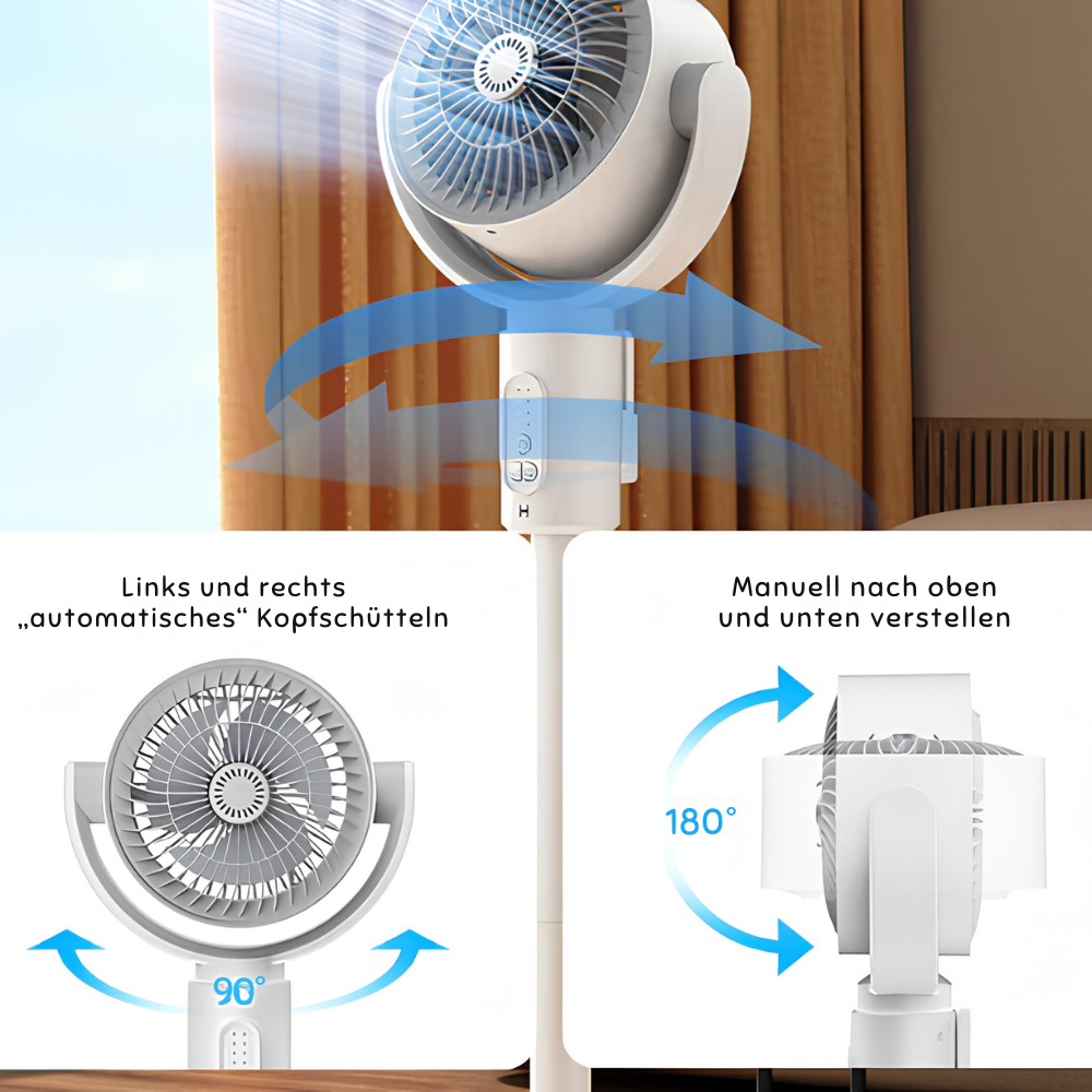 Stille Staande Ventilator 10W met Afstandsbediening 5 Standen Verstelbaar Zwart Wit Thuis Kantoor