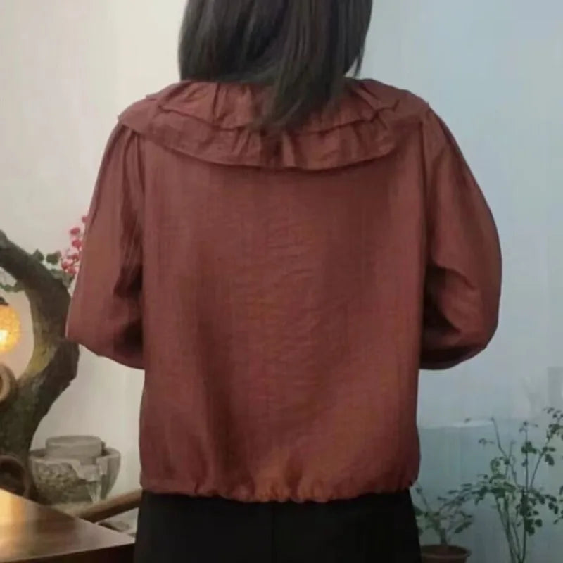 Vrouwelijke Losse Blouse met Koord voor Warme Dagen