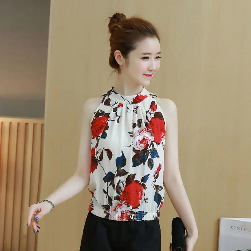Dames Bloes Chiffon Zomerse Bloemenprint Jurkmodel