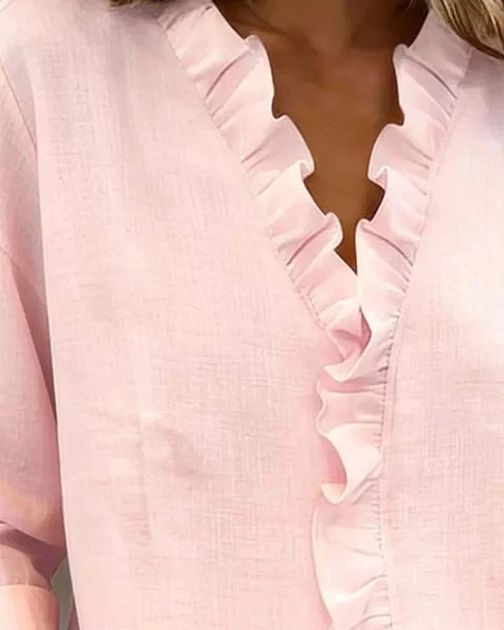 Livia | Elegante V-hals Blouse Dames met Ruches 8