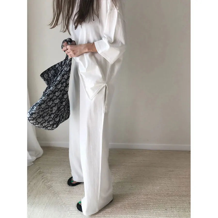 Vrouwelijke Losse Broek Set Ronde Hals Comfortabel