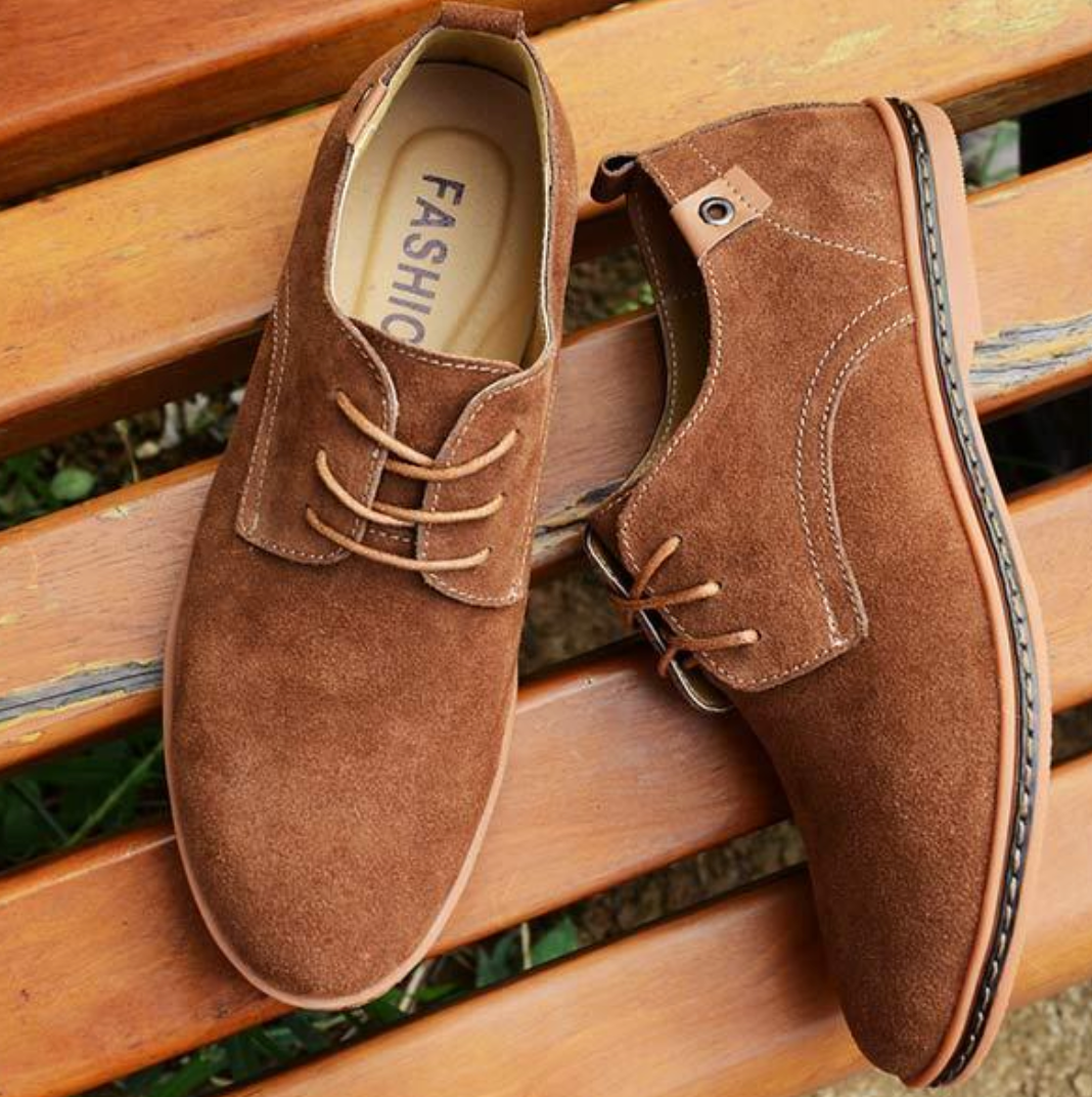 Heren Suède Derby Schoenen Met Vetersluiting en Ruitpatroon