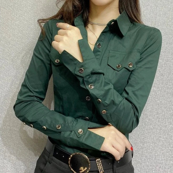 Groene Blouse van Natuurlijke Stof - StudioMarella