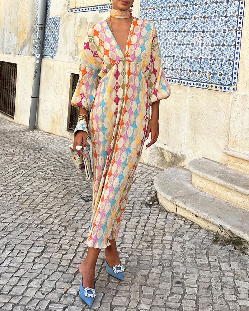 Vrouwelijke Maxi Jurk met Pofmouwen Zomerjurk - StudioMarella