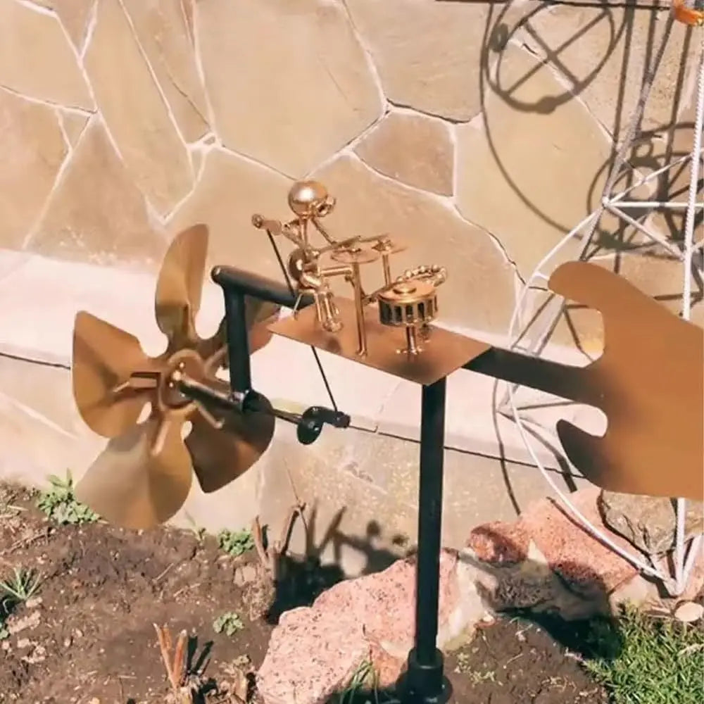 Windmolen Metaal Handgelast 32x15cm Muzikant Gitaar Tuin Terras Balkon Decoratie Windvaan Roestvrij Cadeau Muziekliefhebber