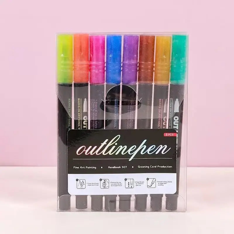 Metallic Stiften Set 8 of 12 Stuks Glitter Marker Papier Glas Acryl Knutselen Tekenen Bullet Journal Scrapbooking Volwassenen Kinderen