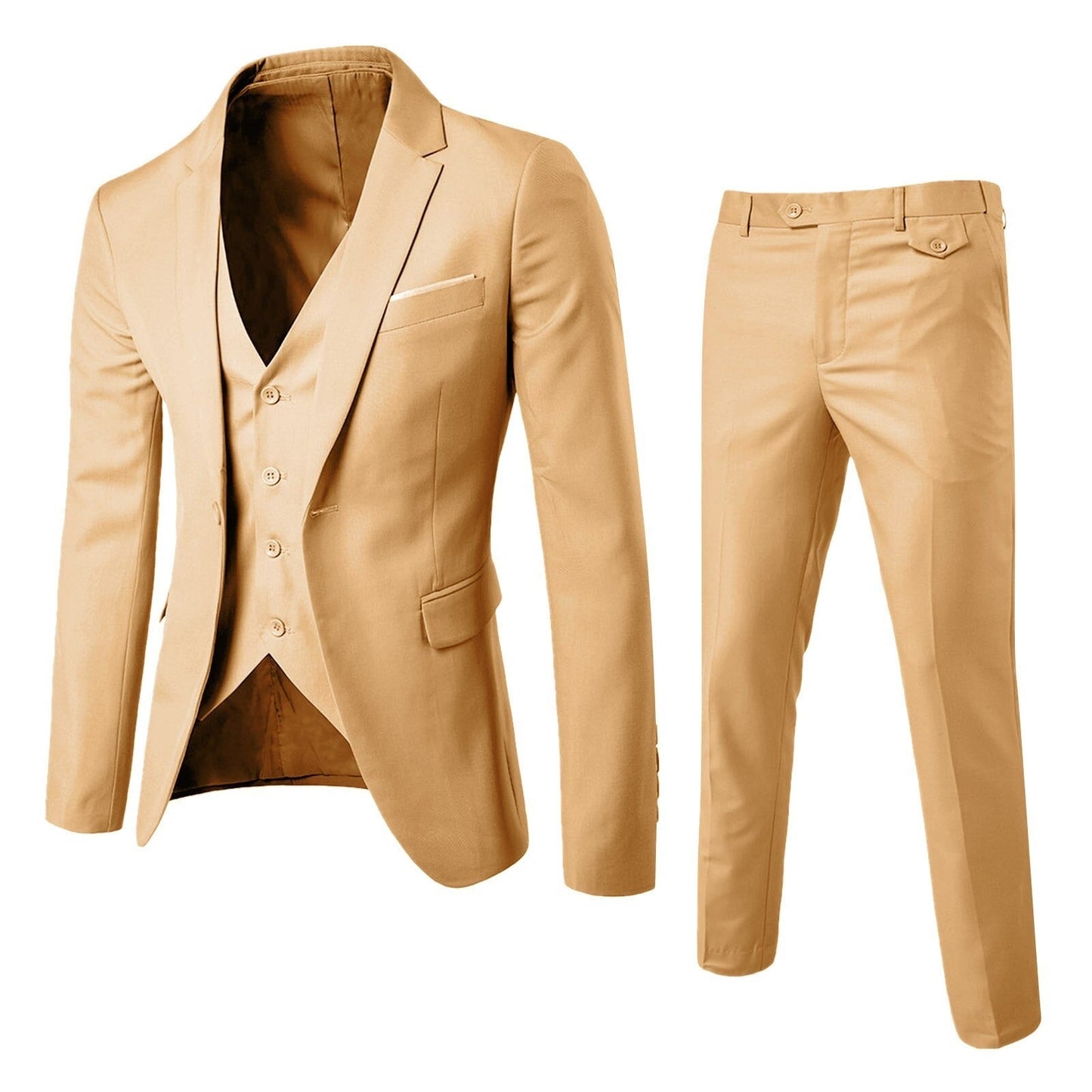 Heren Blazer-Broek Set 3-Delig Met Gilet Formaliteit