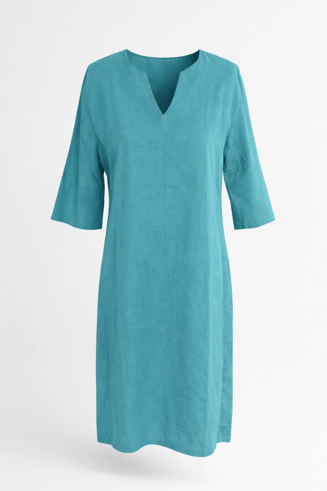 Midi Jurk Dames Rechte Pasvorm met Split Hals Casual Stijl