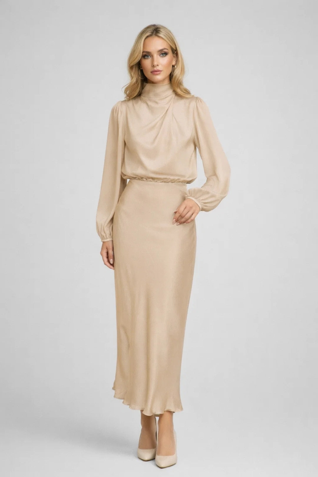 Midi Jurk Dames Lente Comfortabel Met Plooien