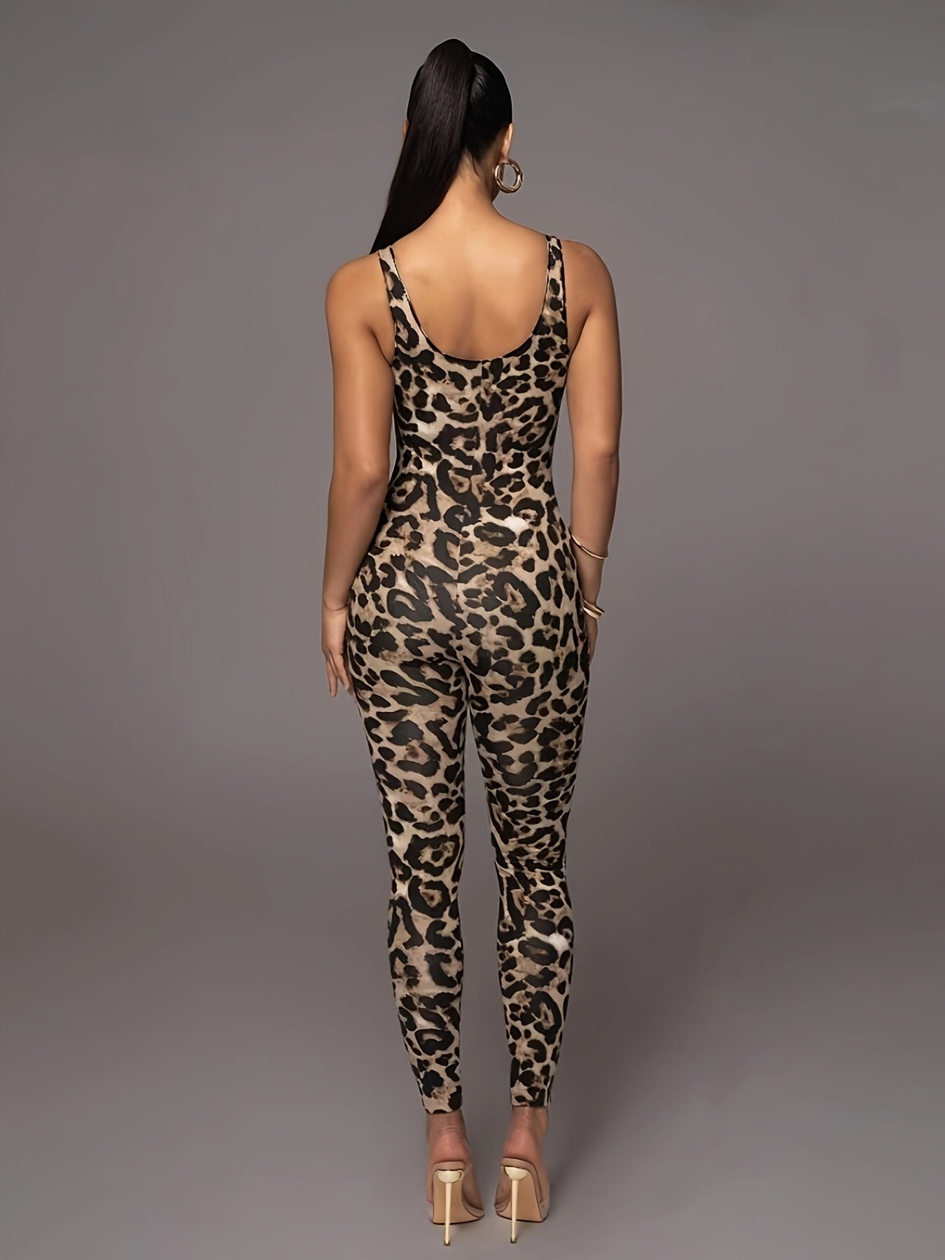 Dames Jumpsuit Panterprint Mouwloos Stretch