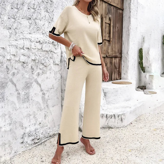 Gebreide Set voor Dames: Top en Broek Zacht en Comfortabel