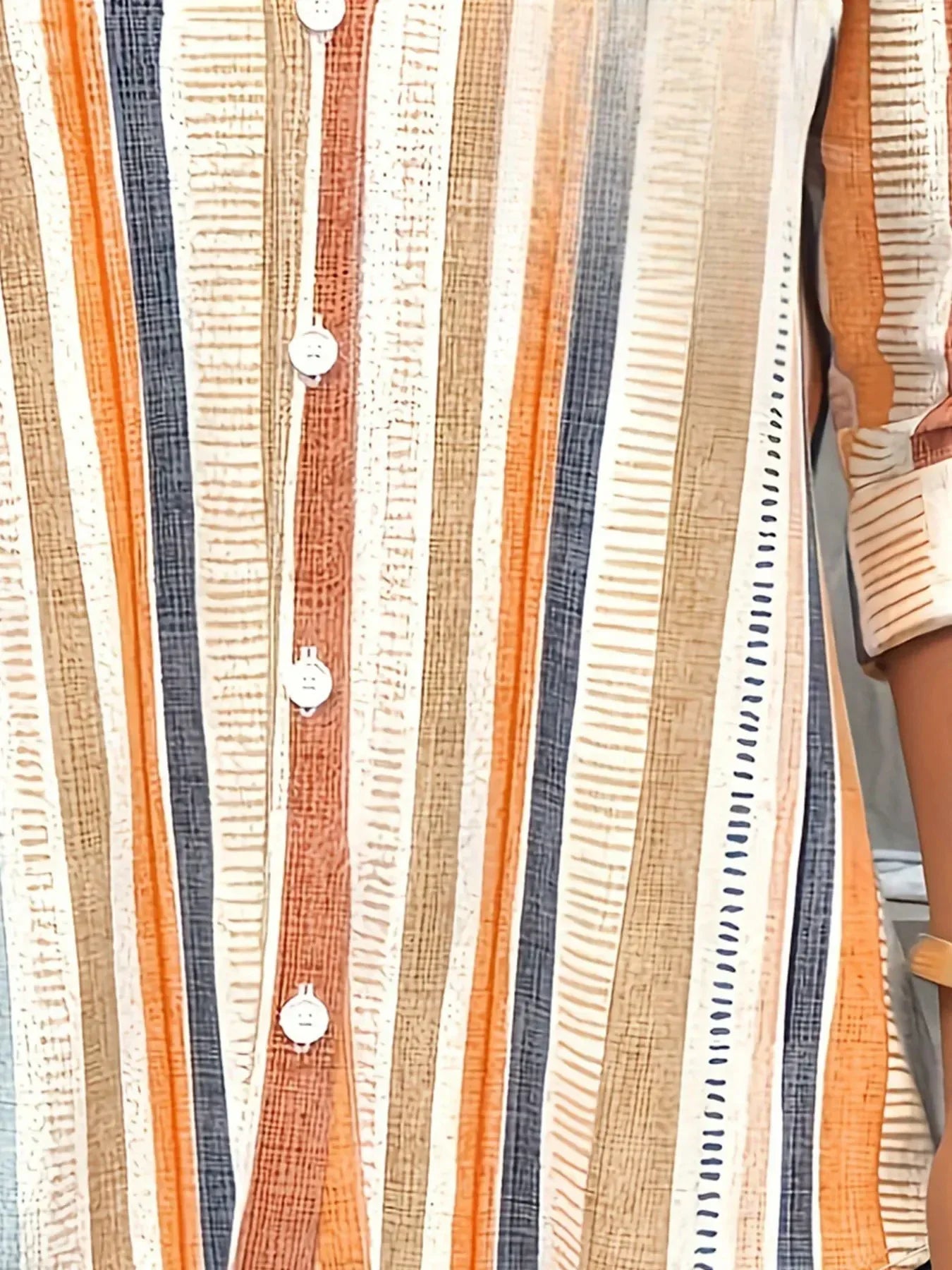Vrouwelijke Blouse Oranje Met Lange Mouwen en Streepjes