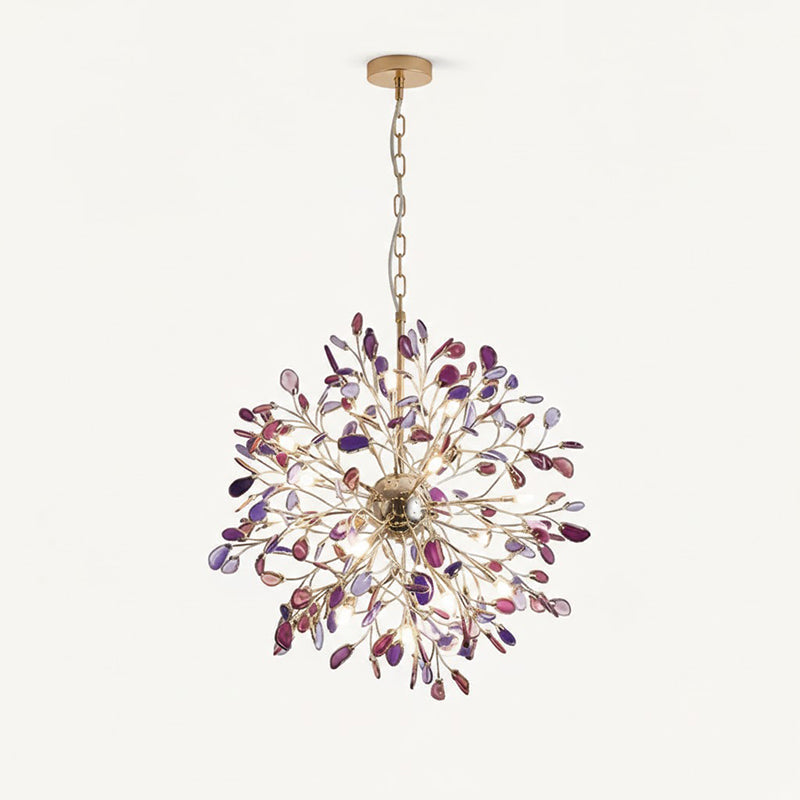 Hanglamp Kroonluchter Natuurlijk Agaat Metaal Goud Multicolor G4 12-18 Lichts Woonkamer