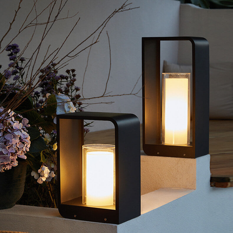 Moderne LED Buitenlamp met Acryl Kap in Vierkant Frame – Warm of Tricolor Verlichting – Solar & Netvoeding